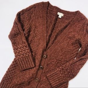 Anthropologie Sleeping on Snow Brown Cable Knit Cardigan